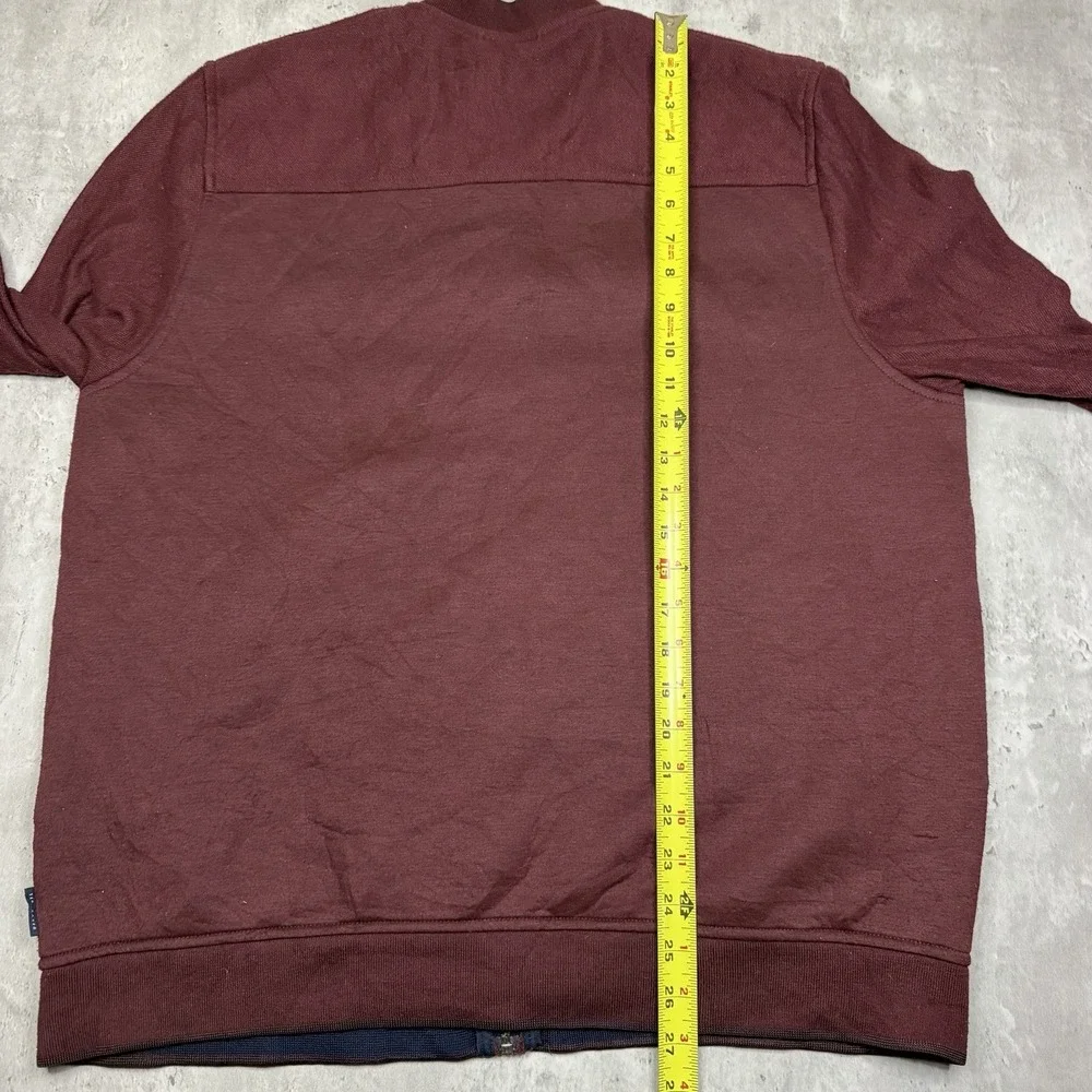 Ted Baker London Mens Size 6 Burgundy Zip Up Bomber Sweater Jacket Fleece